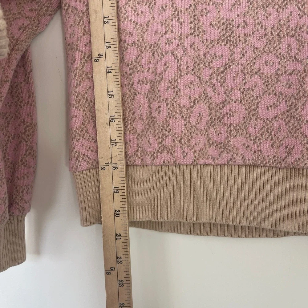 Anthropologie XS Leopard Cut-Out Pullover Sweater Top Pink‎ Dolan Left Coast